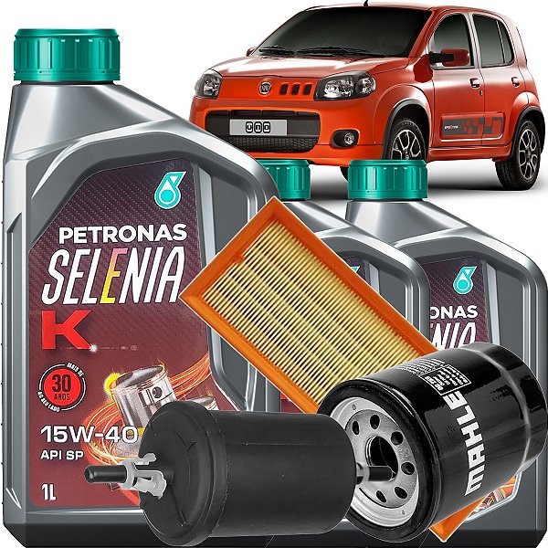 Kit Revisão Troca De Óleo 15W40 E Filtros Fiat Uno 1.0 Vivace 1.4 Way Attractive Flex 8v 2012 2013 2014 2015 2016