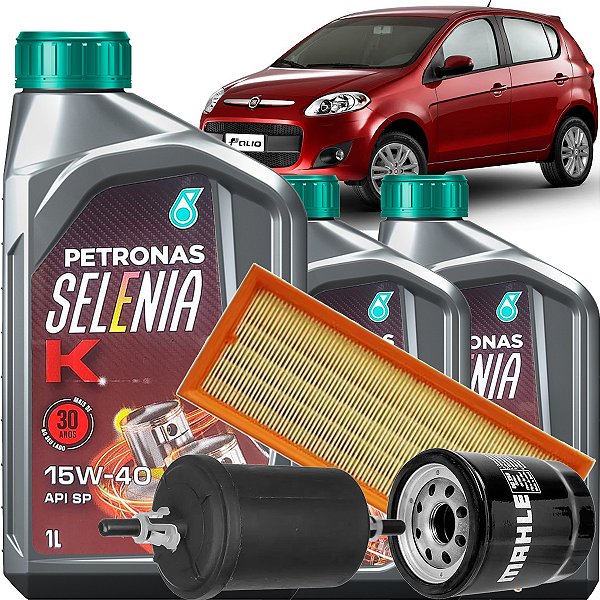 Kit Revisão Troca De Óleo 15W40 E Filtros Fiat Palio 1.0 1.4 8V Attractive Flex 2012 2013 2014 2015 2016 2017