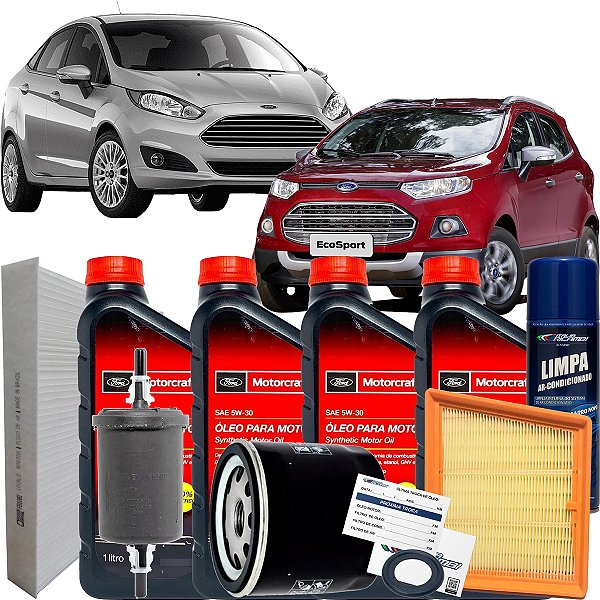 Kit revisão óleo Motorcraft 5W30 sintético filtros de óleo ar combustível ar condicionado - Fiesta e Ecosport 1.6 1.5 16V 2014 em diante