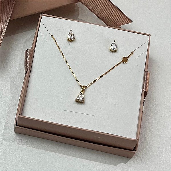 Conjunto Ponto de Luz - Dourado - Semijoia