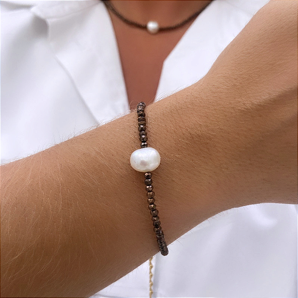 PL608 - Pulseira de Mini Cristais e Pérolas