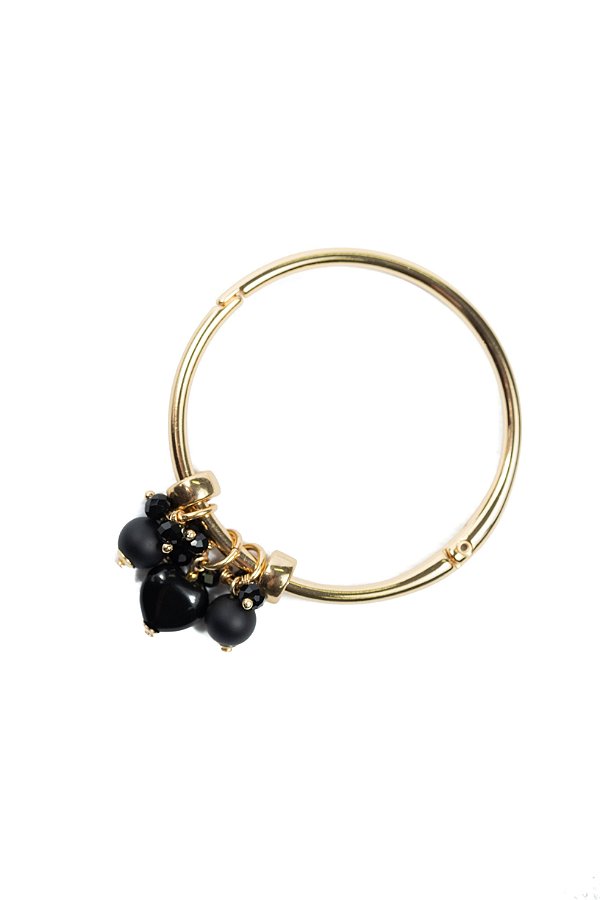 PL039 - Pulseira Pingente de Coração Ônix