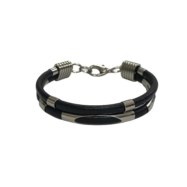 PLM015 - Pulseira de Couro e Metal