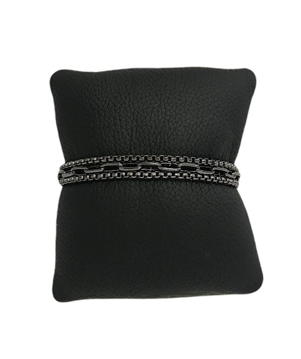 PLM018 - Pulseira Tripla de Correntes Cartier e Veneza