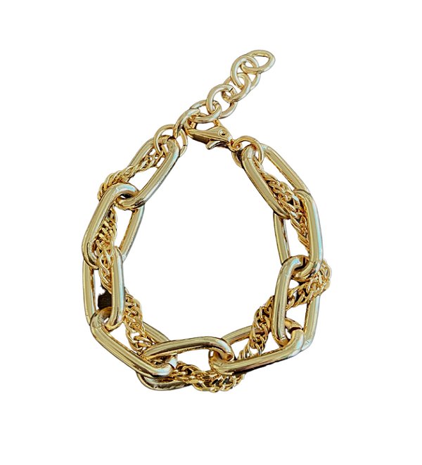 PL332 - Pulseira de Corrente de Elos Cartier e Corrente Grumet