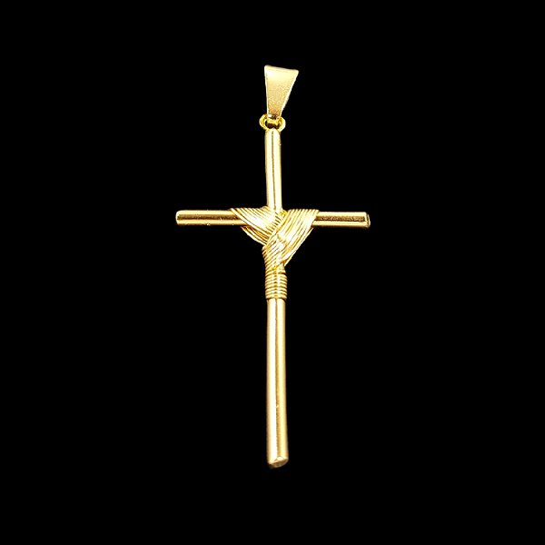 Pingente Cruz Palito Amarrada Banhado a Ouro 18K