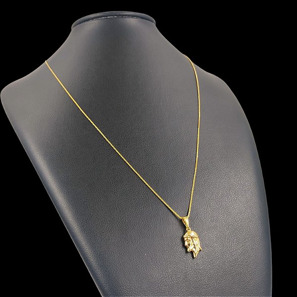 Cordão Veneziano 1,2mm Banhado a Ouro 18K + Pingente Rosto de Jesus