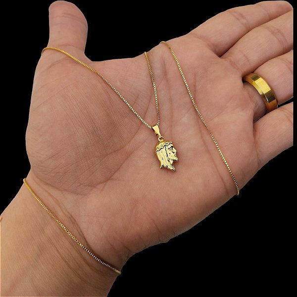 KIT: Cordão e Pulseira Veneziana Banhado a Ouro 18K + Pingente Jesus