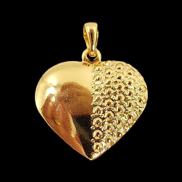 Pingente Feminino Coração Duas Faces Banhado a Ouro 18K