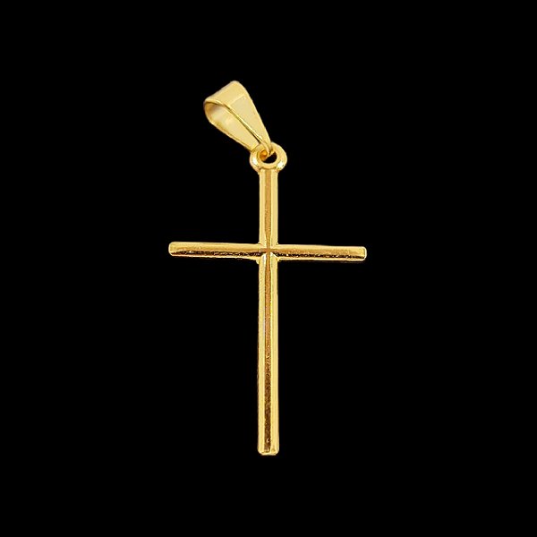 Pingente Cruz Palito Banhado a Ouro 18K