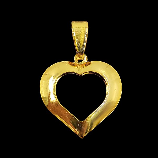 Pingente Feminino Coração Vazado Banhado a Ouro 18K