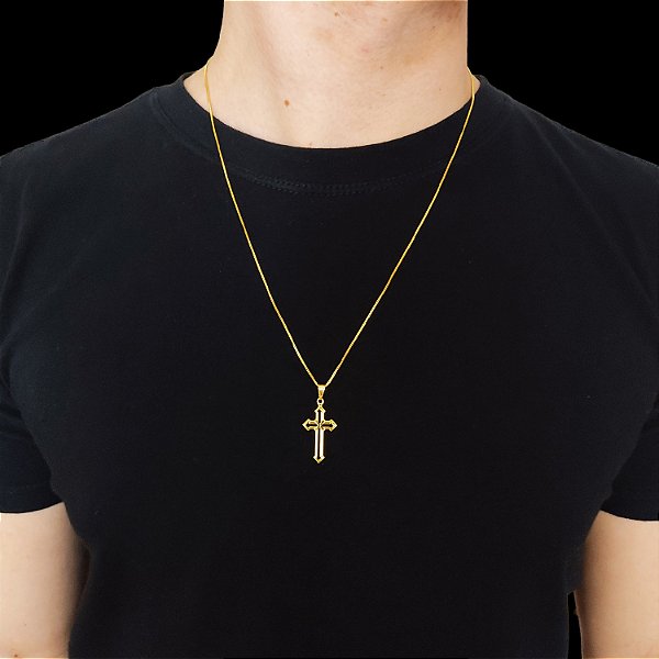 Cordão  Veneziano 1,2mm Banhado a Ouro 18K + Pingente Vitoriano