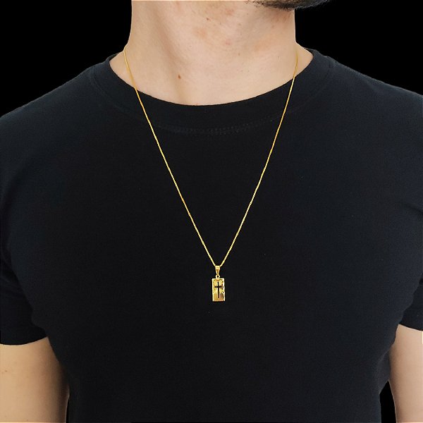 Cordão Veneziano 1,2mm Banhado a Ouro 18K + Medalha Crucifixo