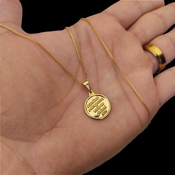 Cordão Veneziano 1,2mm Banhado a Ouro 18K com Medalha O senhor é meu Pastor