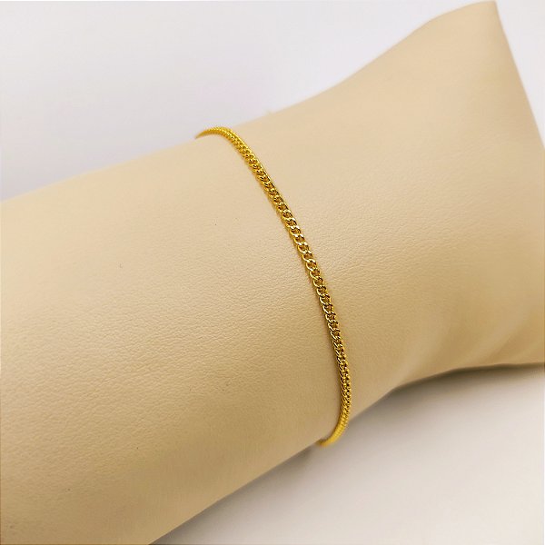 Pulseira Infantil Grummet 2mm Fecho com Trava Banhado a Ouro 18K