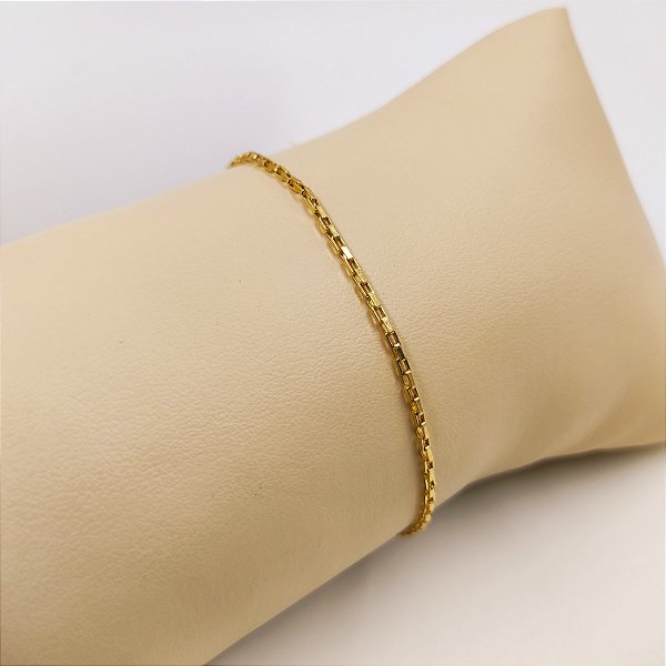 Pulseira Infantil Cubinho 2mm Banhado a Ouro 18K