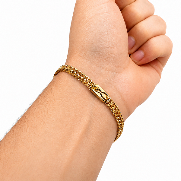 Pulseira Masculina Flat Laminada 7mm Banhada a Ouro 18K