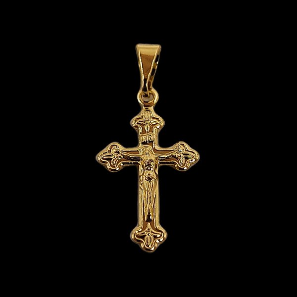 Pingente Crucifixo Pequeno Jesus Banhado a Ouro 18K