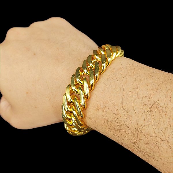 PULSEIRA LACRAIA 20MM FECHO DUPLO 750 BANHADA A OURO 18K