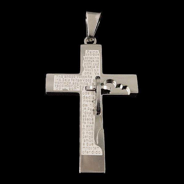PINGENTE PAI NOSSO EM ALTO RELEVO BANHADO A PRATA 925