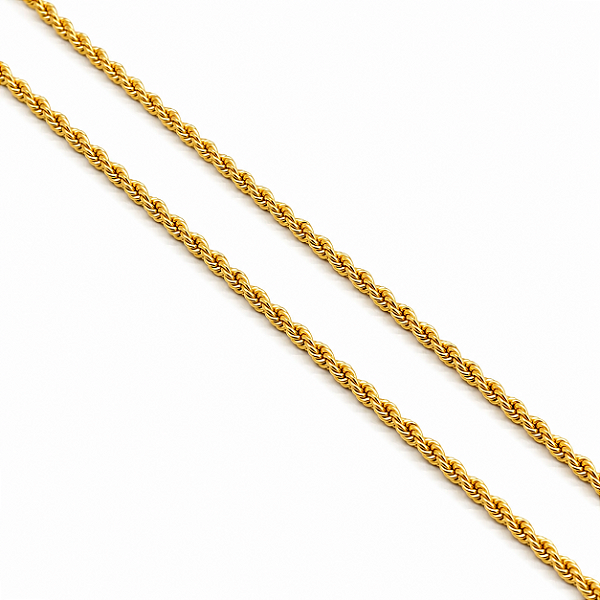 Cordão Trançado Masculino (Elo Baiano) 2mm Banhado a OURO 18K