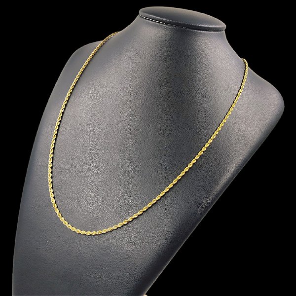Cordão Trançado (Elo Baiano) 2mm Banhado a OURO 18K