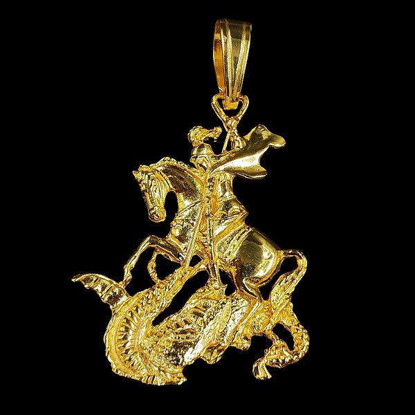 Pingente São Jorge Grande Banhado a Ouro 18K