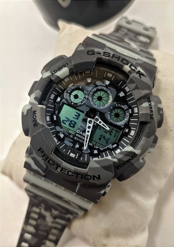 Relógio G-Shock Ga100 Camuflado Cinza - A prova d'agua - Relógios no atacado