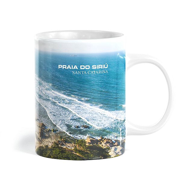 Caneca Branca Praia do Siriú, Cerâmica, 325ml - Darosaa