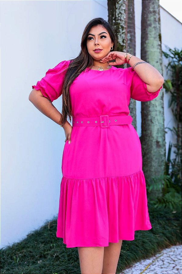 Vestido Rosa Pink Plus Size - Donna Vanda Modas