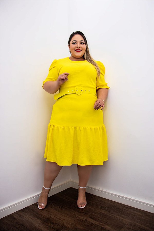 Vestido Amarelo Tecido Duna - Donna Vanda Moda Prime|Saias e Vestidos - Moda  Social e Evangélica