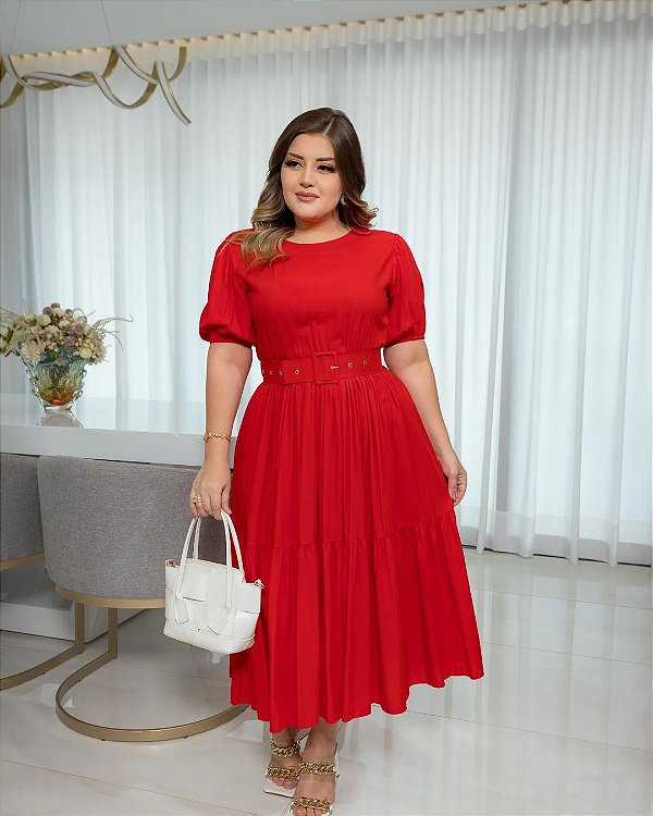Vestido vermelho best sale chique