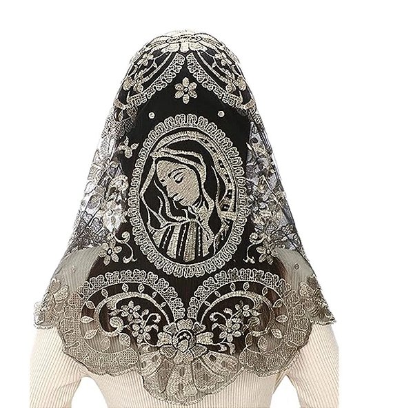 Pré Venda - Mantilha Mater Dolorosa Preto com Bege