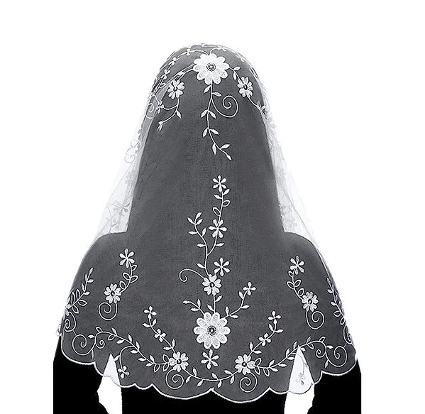 Pré Venda - Mantilha Flor Oval Branca