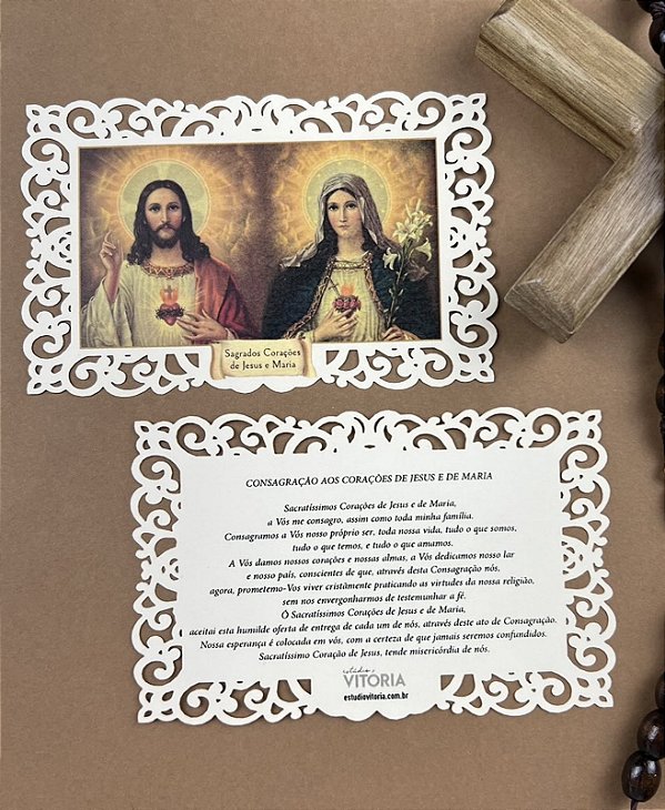 1 Santinho Rendado Jesus e Maria