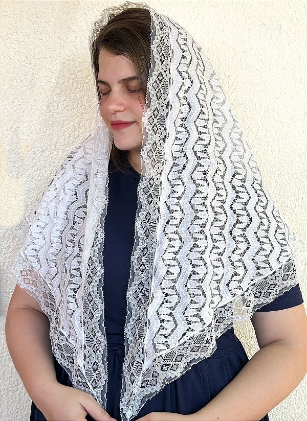 Véu Triangular Off White com Brilho