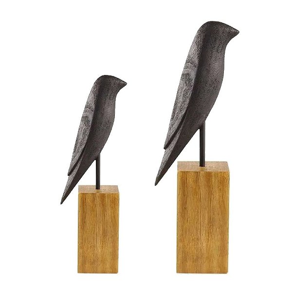Conjunto Escultura Pássaro em Poliresina