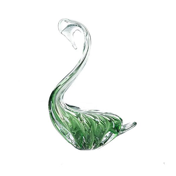 Cisne de Decoração em Murano - Verde Esmeralda - P