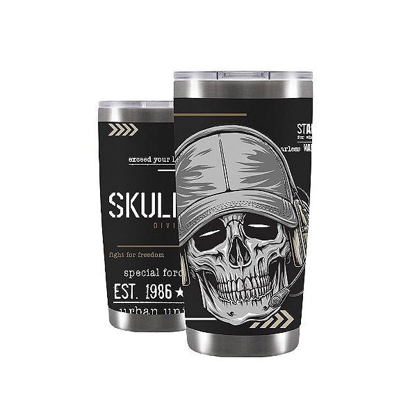 Copo Térmico Gluck CT Future Skull Division Cap 591ML Black