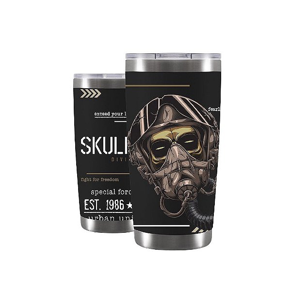 Copo Térmico Gluck CT Future Skull Division Mask 591ML Black