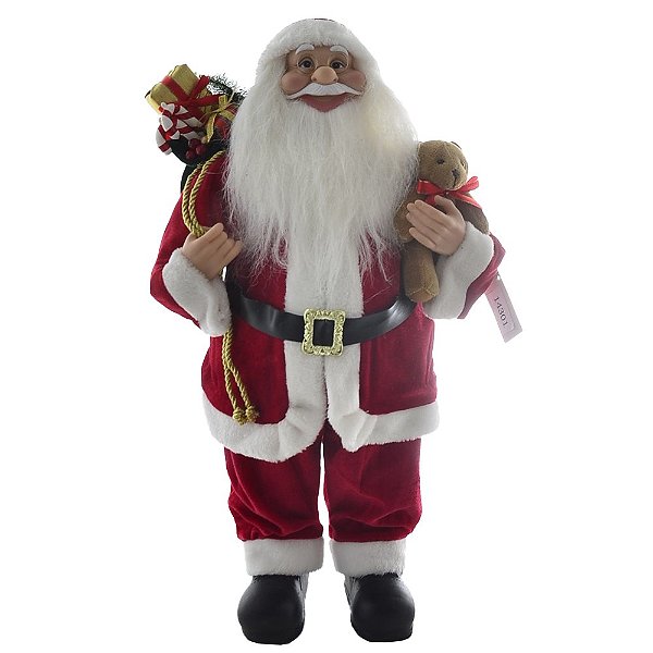 Papai Noel com Urso - 60cm