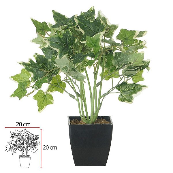 Flor Hera Decorativa com Pote - Verde Branco