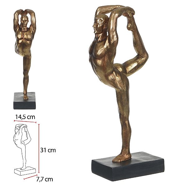 Escultura Decorativa Yoga Poliresina - Dourado