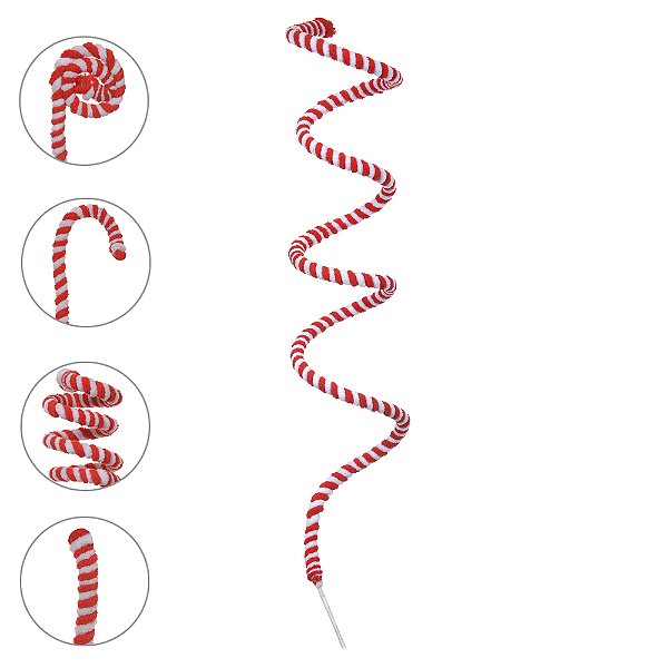 Enfeite Natal Candy Espiral 1,28mt - Vermelho Branco