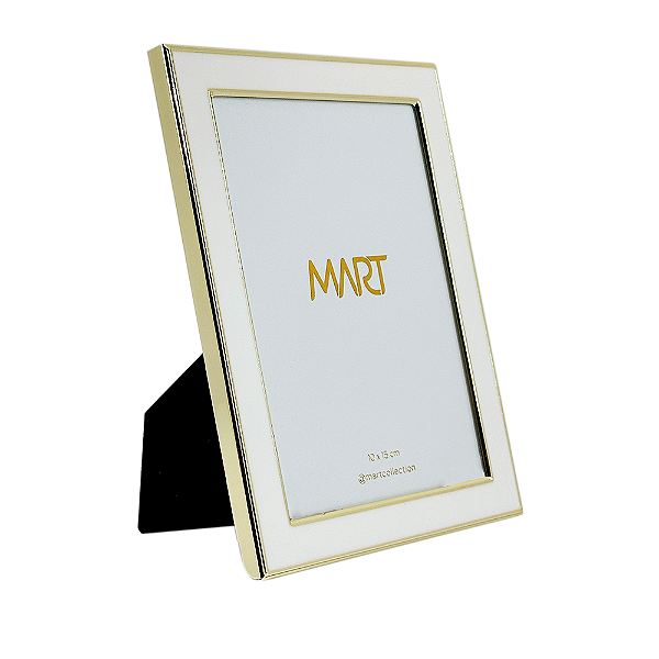 Porta Retrato em Metal 10x15 - Dourado c/ Branco