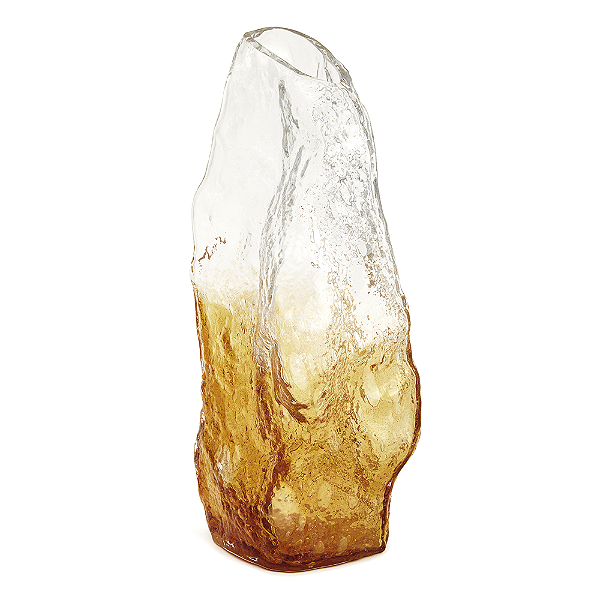 Vaso Em Vidro Estilo Pedra Marrom E Incolor Mart 18289 - 37 x 17,5cm