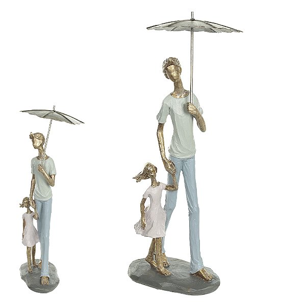 Escultura Decorativa em Poliresina Familia (Colorido) 31 x 13 x 11cm