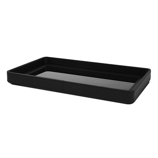 Bandeja em MDF com Revestimento em PU Preto e Vidro - Elegância e Funcionalidade (17900)