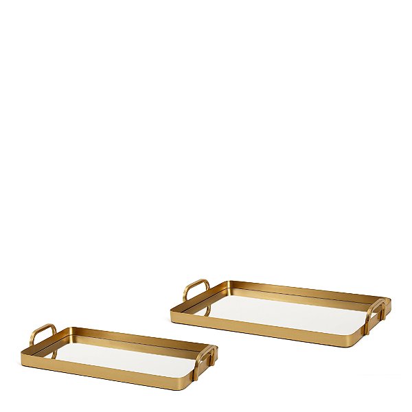 18293 - Kit Bandejas em Metal com Espelho - 2 Peças Elegantes e Versáteis