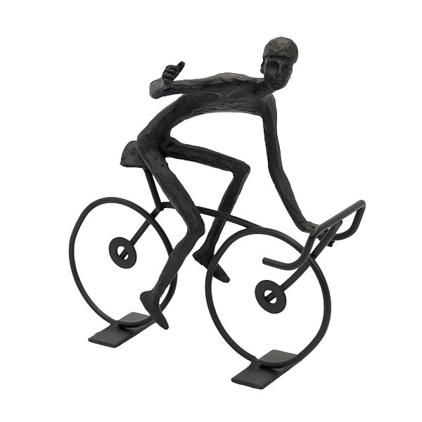 66407 - Escultura em Resina Preto Ciclista